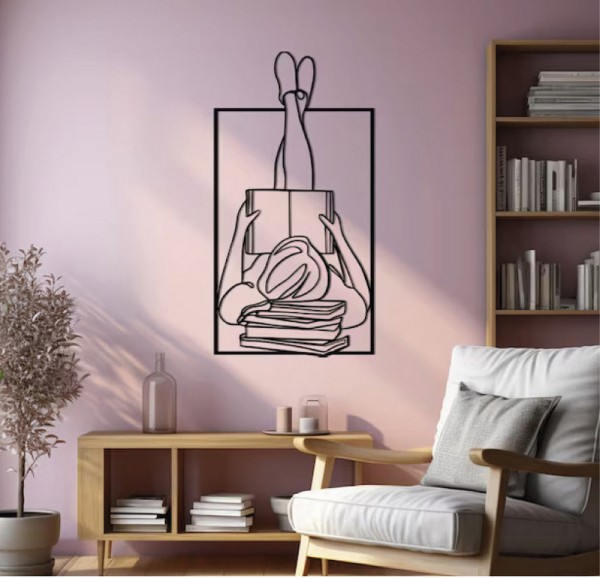 Tablou metal Girl with Book